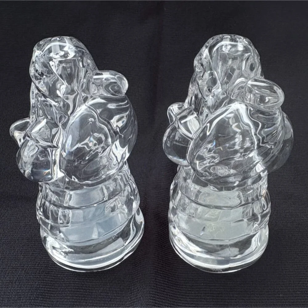 Vintage Gorham Crystal Holiday Traditions Santa Salt & Pepper‎ Shaker Set